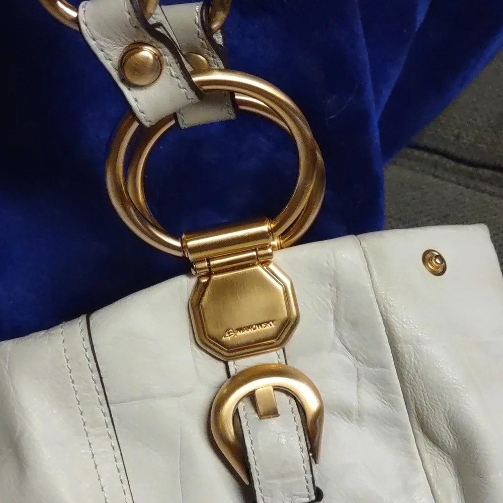 B MAKOWSKY Saddle White Embossed Large shoulder bag, tote - Picture 6 of 7